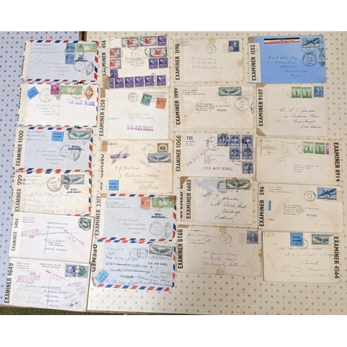 350 - USA; bundle of WW2 censor covers mainly to UK (much to Scotland). (38, and 2 postcards)... 