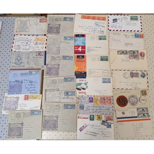 348 - USA; c.1930-59 bundle of airmail covers, commercial and philatelic. (c.63)