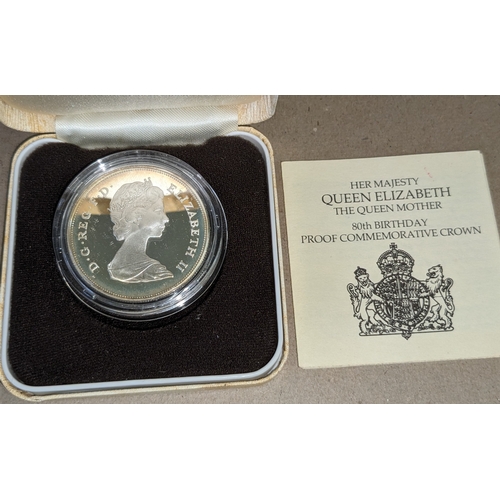 1139 - UK Coins; 1980 Queen Mother silver proof crown in original box.