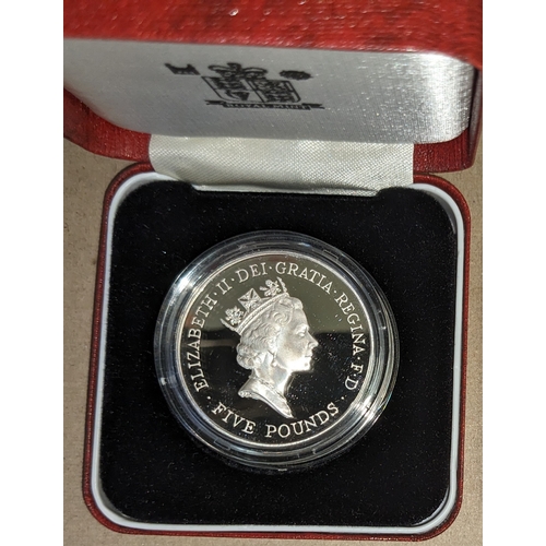 1166 - UK Coins; 1996 Queen's Birthday silver proof crown, in original box.