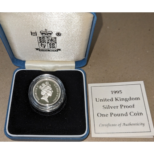 1161 - UK Coins; 1995 £1 (Welsh Dragon) silver proof in original box.