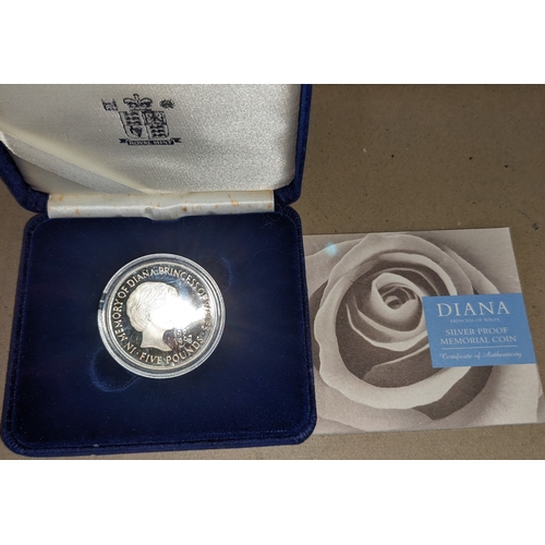 1178 - UK Coins; 1997 Diana £5 crown silver proof in original box.