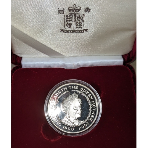 1195 - UK Coins; 2002 Queen Mother £5 crown silver proof in original box.