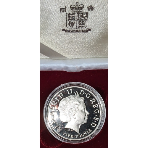 1195 - UK Coins; 2002 Queen Mother £5 crown silver proof in original box.