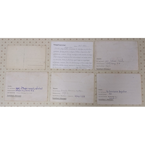 1747 - Germany; five WW2 prisoner-of-war letter forms addressed to Poland (five different camps), and an un... 