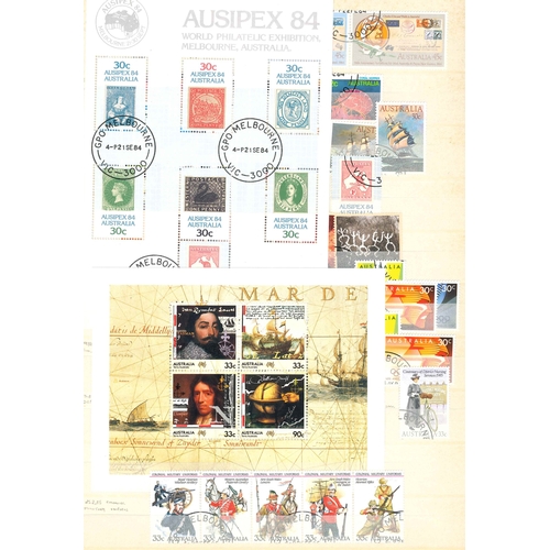 1374 - Australia; 1981-87 collection on stockleaves of commem sets and defin odds, all c.t.o. and nearly al... 