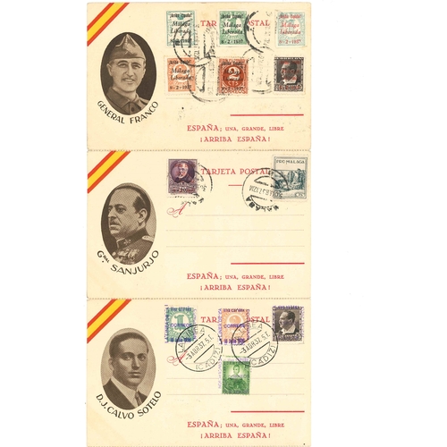 315 - Spain; Civil War; 1937 strip of 12 postcards (perforated between) each showing various generals, pol... 