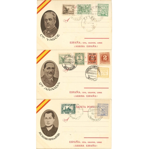 315 - Spain; Civil War; 1937 strip of 12 postcards (perforated between) each showing various generals, pol... 