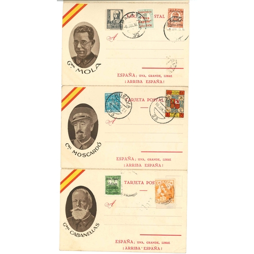 315 - Spain; Civil War; 1937 strip of 12 postcards (perforated between) each showing various generals, pol... 