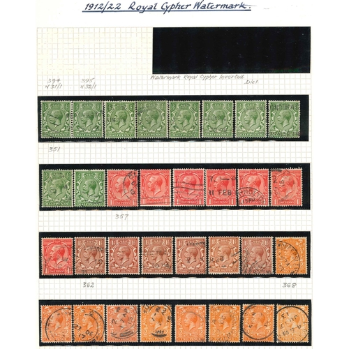 760 - UK Collections; 1912-60 m. & u. mix on a few pages with range of used KG5 inc. 1912-24 6d perf.1... 