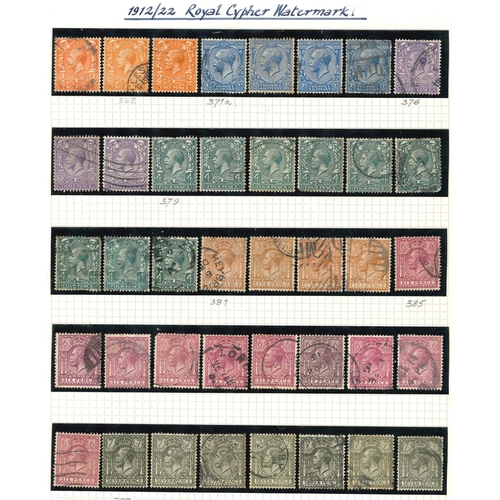 760 - UK Collections; 1912-60 m. & u. mix on a few pages with range of used KG5 inc. 1912-24 6d perf.1... 