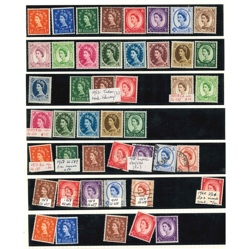 760 - UK Collections; 1912-60 m. & u. mix on a few pages with range of used KG5 inc. 1912-24 6d perf.1... 