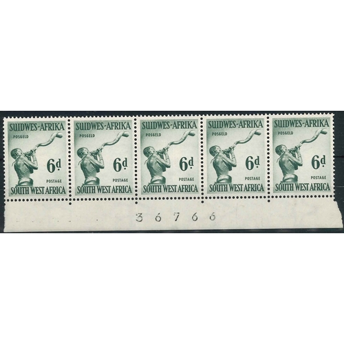 312 - South West Africa; 1954 definitive 6d with watermark 