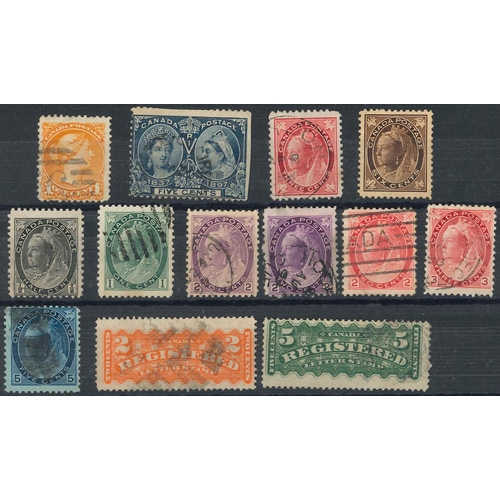 41 - Canada; small mainly used QV selection inc. attractive Small Queen 10c with crown cancel (marks on r... 