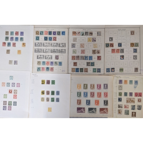 314 - Spain; bundle of pages taken from various collections, early to fairly modern, mint and used, with s... 