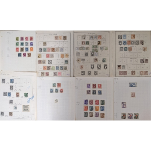 314 - Spain; bundle of pages taken from various collections, early to fairly modern, mint and used, with s... 