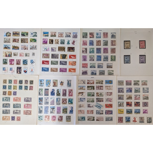 314 - Spain; bundle of pages taken from various collections, early to fairly modern, mint and used, with s... 