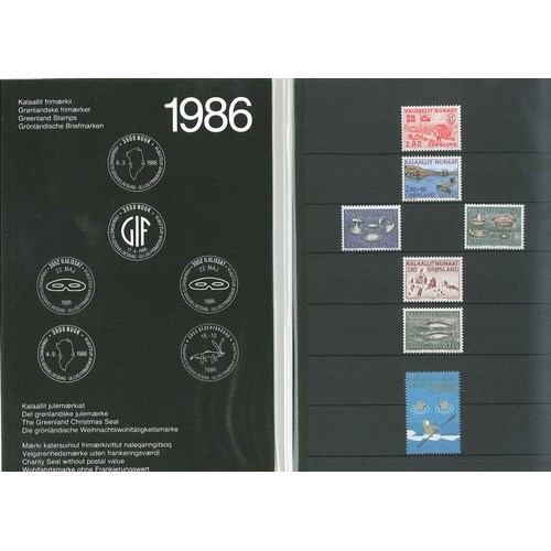 1870 - Greenland; 1986 year pack with 6 u.m. stamps and Christmas seal.[stock photos]