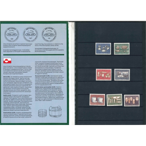 1872 - Greenland; 1986-88 7 stamps of Ethnography series u.m. in folder. Face value DKK.34.90.... 