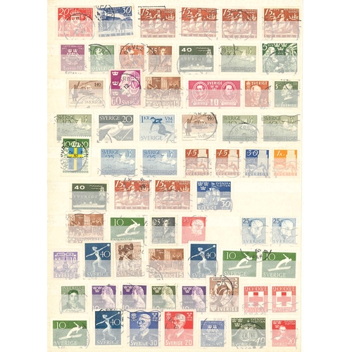 2438 - Sweden; stockbook (16 sides) of mainly used, mainly definitives, often duplicated. Includes 1858-72 ... 