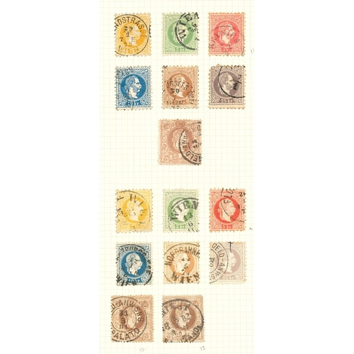 22 - Austria; bundle of c.48 pages from various collections. Some useful e.g. 1858-59 2k, 3k, 10k (both t... 