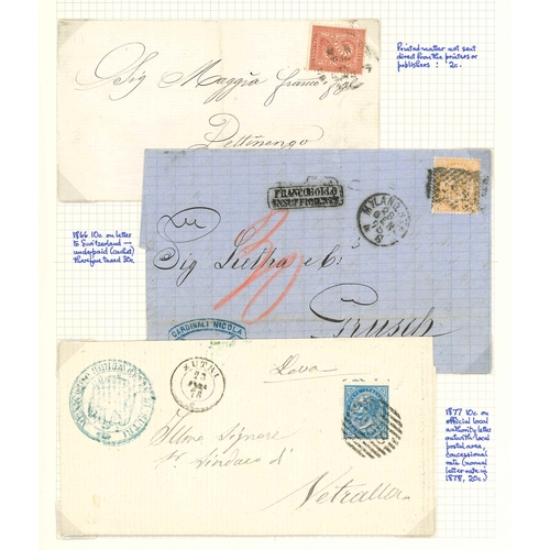 216 - Italy; 1861-78 attractive collection of covers written-up on pages. See illustrations for all items ... 