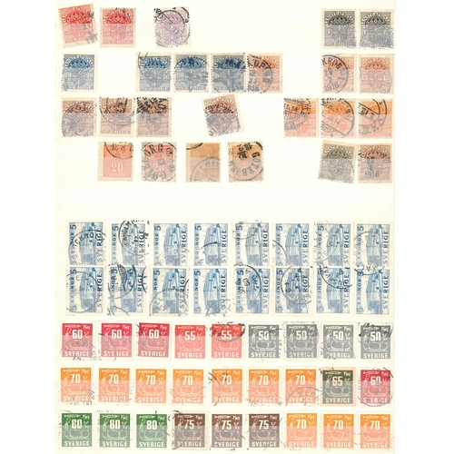 322 - Sweden; stockbook (32 sides) with duplicated mainly defins, majority used. Includes Ring Types (c.22... 