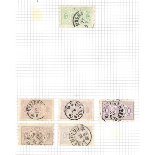 326 - Sweden; Officials; 1881-1919 collection on 13 pages inc. 1881-95 1kr (perf.13, die 1) irregular bloc... 