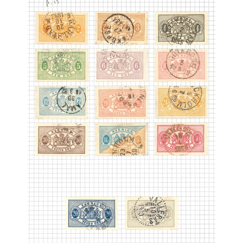 326 - Sweden; Officials; 1881-1919 collection on 13 pages inc. 1881-95 1kr (perf.13, die 1) irregular bloc... 