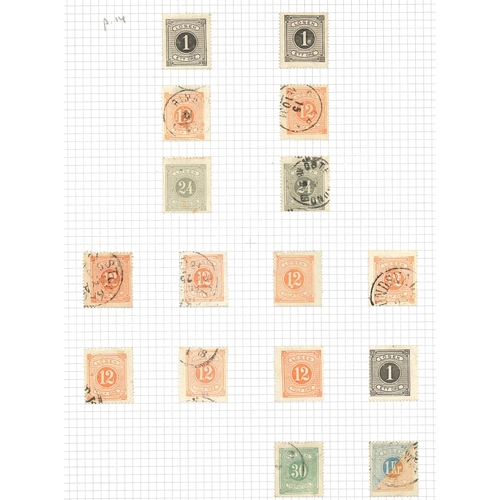 325 - Sweden; Postage Dues; 1874-82 mainly used on eight pages with 1874 perf.14 set (10) u. plus various ... 