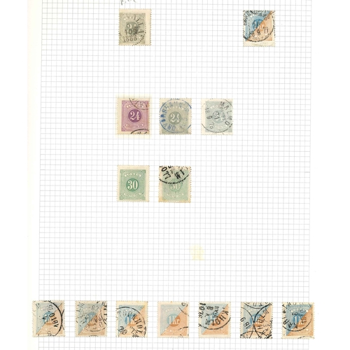 325 - Sweden; Postage Dues; 1874-82 mainly used on eight pages with 1874 perf.14 set (10) u. plus various ... 