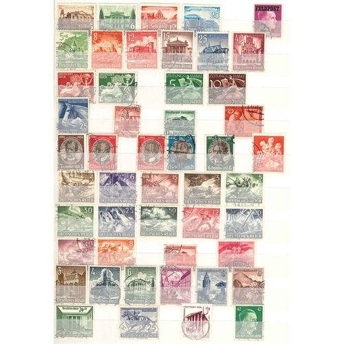 132 - German Area; stockbook (10 sides with stamps) with a varied mix - a few Württemberg, Third Reic... 