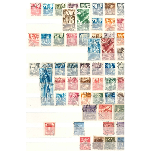 132 - German Area; stockbook (10 sides with stamps) with a varied mix - a few Württemberg, Third Reic... 