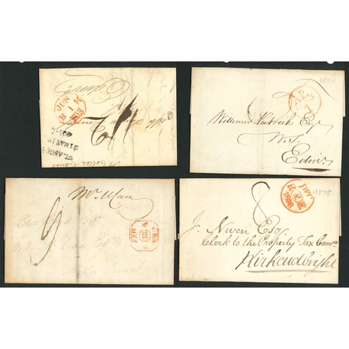 3123 - Scottish Postal History; 1801-22 selection of eight covers, mainly to Edinburgh, with red datestamps... 