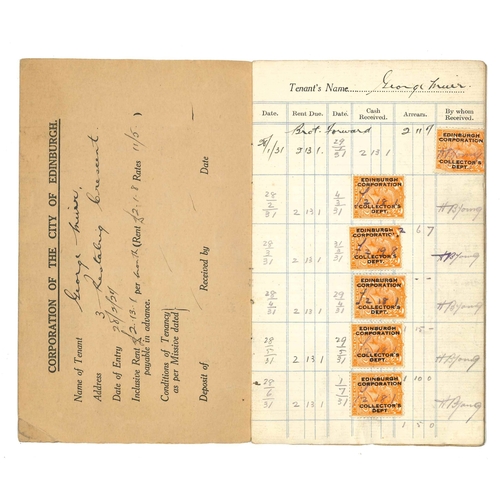 3111 - UK Security Overprints; two Edinburgh Corporation rent books - one 1931-33 for 3 Restalrig Crescent,... 