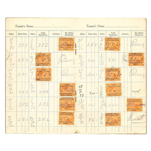 3111 - UK Security Overprints; two Edinburgh Corporation rent books - one 1931-33 for 3 Restalrig Crescent,... 