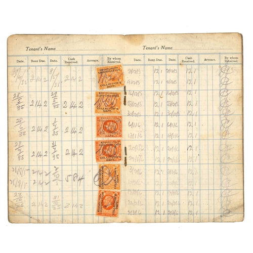 3111 - UK Security Overprints; two Edinburgh Corporation rent books - one 1931-33 for 3 Restalrig Crescent,... 