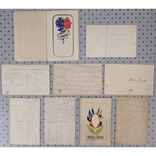 1264 - Postcards; Silks; nine cards, including one of Edith Cavell, and one in form of a folded note card.... 