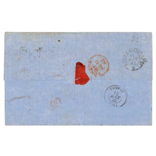 1982 - Ireland; 1862 cover to France with vertical four-strip of Penny Red Stars cancelled Dublin duplex ma... 