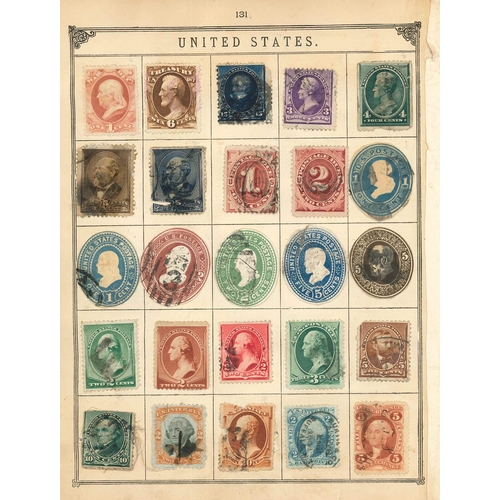 346 - USA; pages from old album inc. 1893 Columbus 15c u. on piece, 30c and 50c good/sound used (c.90).... 