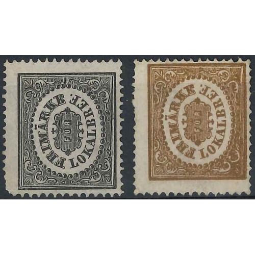 319 - Sweden; 1856-62 Local Stamps in black and in brown unused (no gum). May be originals or reprints (ei... 