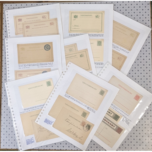 327 - Sweden; Postal Stationery; extensive and detailed collection, written-up on leaves, of Official card... 