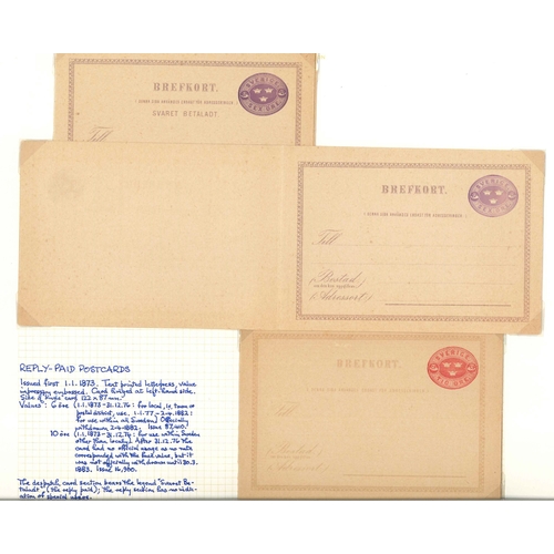 327 - Sweden; Postal Stationery; extensive and detailed collection, written-up on leaves, of Official card... 