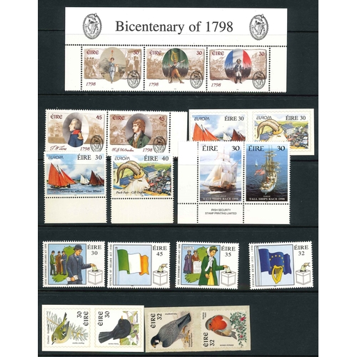 199 - Ireland; 1989-99 u.m. range on stockleaves (16 sides), mainly in sets, with occasional duplication. ... 