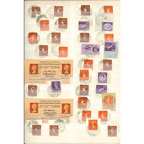 3173 - Scottish Postmarks; Shetland; selection of 54 different postmarks on piece (1 is on cover).... 