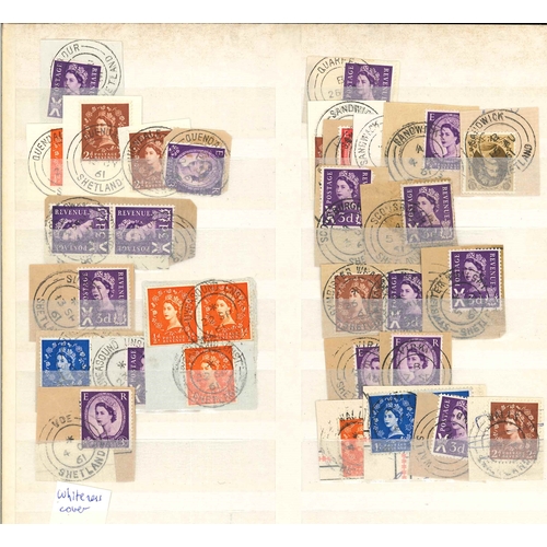 3174 - Scottish Postmarks; Shetland; duplicated lot covering 33 different postmarks. (c.100 pieces, 5 cover... 