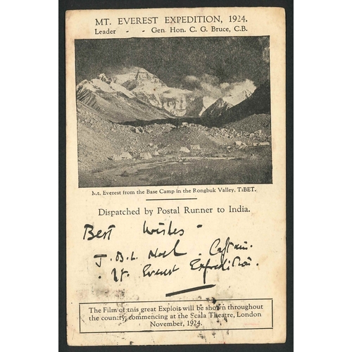 1955 - India; 1924 souvenir postcard from Mount Everest Expedition.