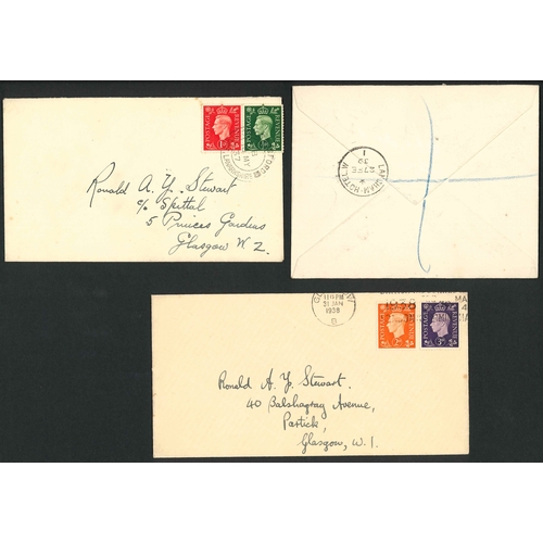 3034 - UK FDCs; 1937-39 five covers - 10 May 1937 with ½d and 1d, 10 May 1937 with 2½d, 30 Ju... 