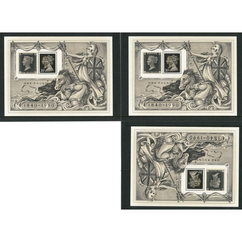 2852 - UK; 1990 Penny Black miniature sheet u.m. - six examples all with pale patch behind 