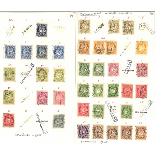 2212 - Norway; remainder club exchange booklet with range of used Posthorn issues 1871-1929. Remainder pric... 